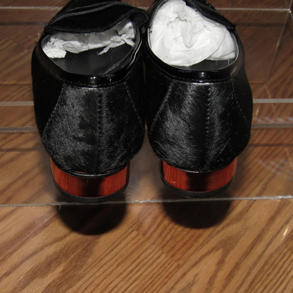 REBECCA MINKOFF Black Fur Dyed Loafers Size 7M - Picture 4 of 5